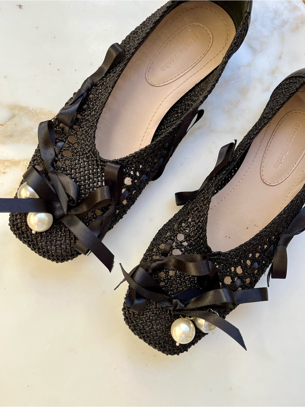 SIMONE ROCHA PEARL EMBELLISHED BALLET FLATS
